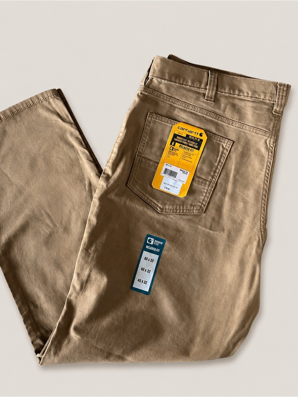 NWT Carhartt Rugged Flex Relaxed Fit Work Pants Mens 40x32 “Hickory” BN2517-M